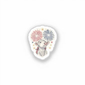 愛国仔牛の花火と星 シール (正面)