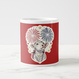 愛国仔牛の花火と星 ジャンボコーヒーマグカップ