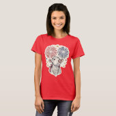 愛国仔牛の花火と星  Tシャツ (正面フル)