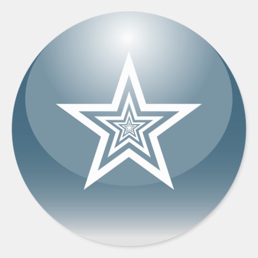 愛国光沢のある星 ラウンドシール (正面)