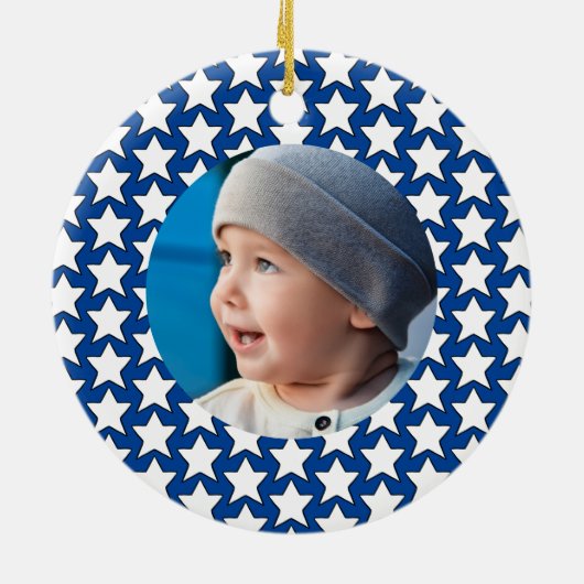 愛国写真ベビー初めてのクリスマスオーナメント セラミックオーナメント (裏面)