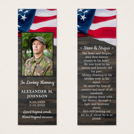 愛国写真軍隊葬儀祈りの言葉しおり (正面&裏面)