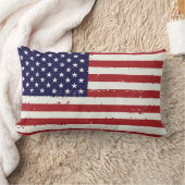 愛国動揺して的アメリカ国旗 ランバークッション (ブランケット)