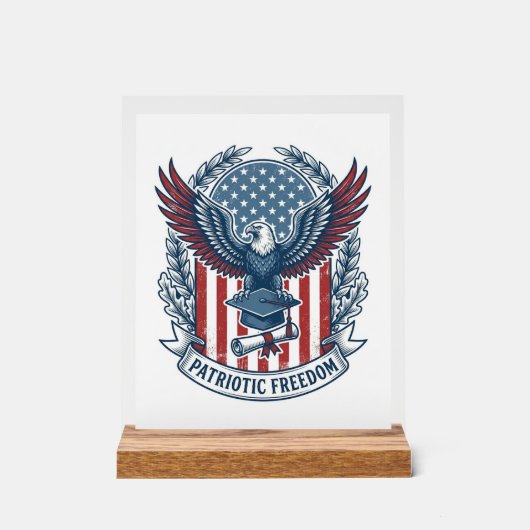 愛国卒業ベクターグラフィックTシャツ アクリルサイン (正面)