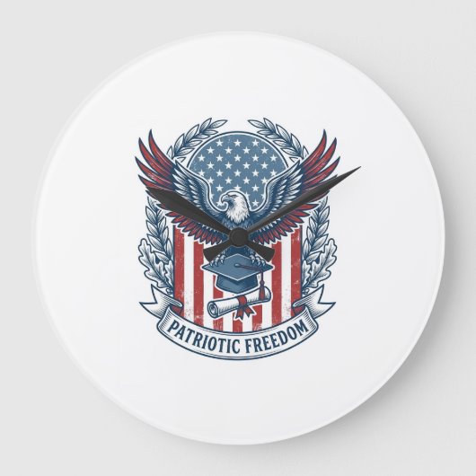愛国卒業ベクターグラフィックTシャツ ラージ壁時計 (正面)