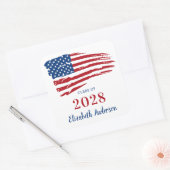 愛国卒業式アメリカ国旗の軍隊 スクエアシール (封筒)