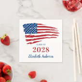 愛国卒業式アメリカ国旗の軍隊 スタンダードカクテルナプキン (インサイチュ)