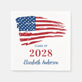 愛国卒業式アメリカ国旗の軍隊 スタンダードカクテルナプキン