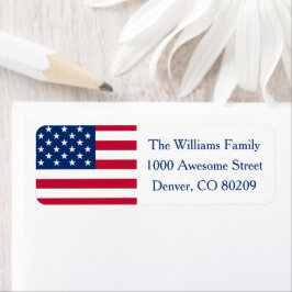愛国国アメリカ国旗の赤白青 ラベル