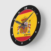 愛国国スペインの旗&スペイン国旗ホーム/デザイン ラウンド壁時計 (傾斜)