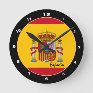 愛国国スペインの旗&スペイン国旗ホーム/デザイン ラウンド壁時計