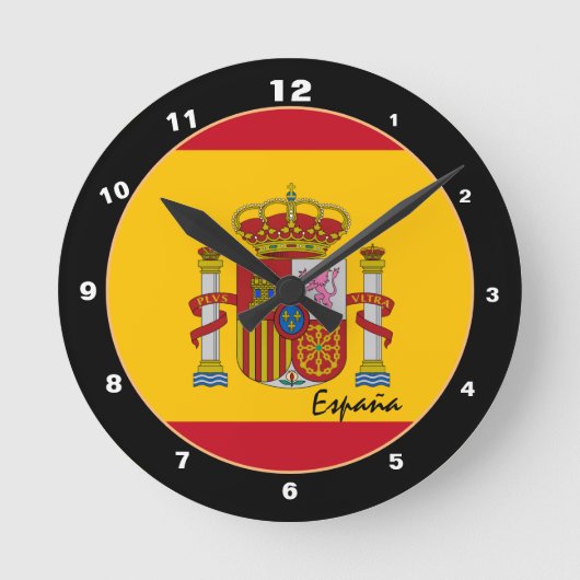 愛国国スペインの旗&スペイン国旗ホーム/デザイン ラウンド壁時計 (正面)