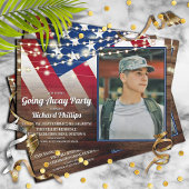 愛国国旗と写真軍隊の進行遠くにパーティー 招待状