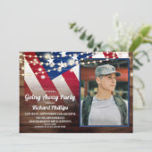 愛国国旗と写真軍隊の進行遠くにパーティー 招待状 (スタンド正面)