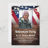 愛国国旗と写真軍隊退職パーティー 招待状 (正面)