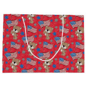 愛国国旗なびくベア抱き枕 ラージペーパーバッグ (裏面)