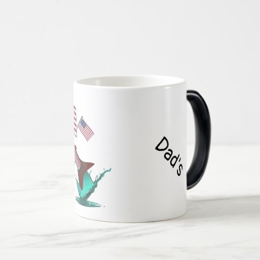 愛国国旗に覆われたニジマス モーフィングマグカップ (正面右)