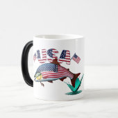 愛国国旗に覆われたニジマス モーフィングマグカップ (正面左)