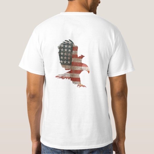 愛国国旗のイーグルと引用文 Tシャツ (裏面)