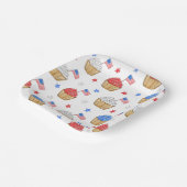 愛国国旗のスターカップケーキ赤白青 ペーパープレート (傾斜あり)