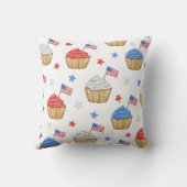 愛国国旗のスターズカップケーキ赤白青 クッション (裏面)