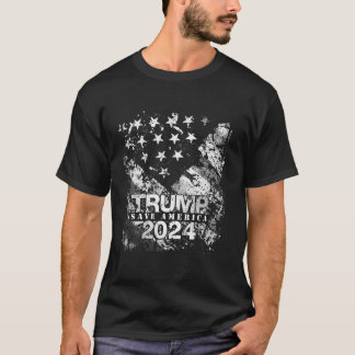 愛国国旗のトランプ2024米国救アメリカ Tシャツ