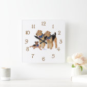 愛国国旗のトリオ スクエア壁時計 (ホーム)