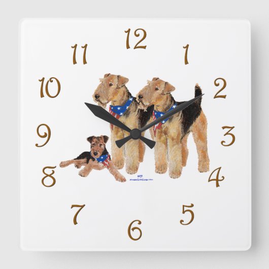 愛国国旗のトリオ スクエア壁時計 (正面)