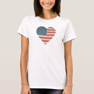 愛国国旗のハート7月4日 Tシャツ