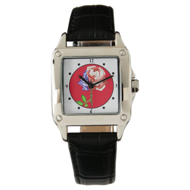 愛国国旗のバラ時計 腕時計 (正面)