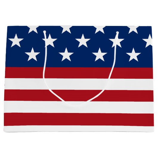 愛国国旗のパターン7月4大抱き枕 ラージペーパーバッグ (正面)