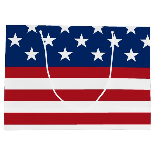 愛国国旗のパターン7月4大抱き枕 ラージペーパーバッグ (裏面)