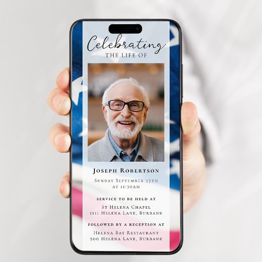 愛国国旗のベットフォト葬儀デジタルエビテ 招待状