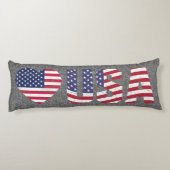 愛国国旗の愛ハートUSAブラックジャンデニム ボディピロー (裏面)