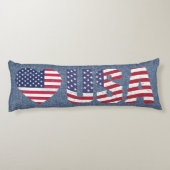 愛国国旗の愛USAブルージャンデニムスタイルルック ボディピロー (裏面)