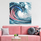 愛国国旗の波 キャンバスプリント (インサイチュ (リビング))