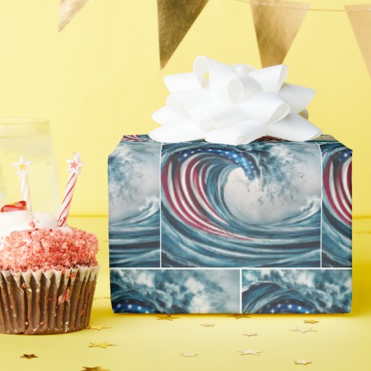 愛国国旗の波 ラッピングペーパー (誕生日パーティー)