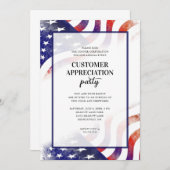 愛国国旗の顧客評価パーティー 招待状 (正面/裏面)
