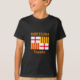 愛国国旗レッドホワイトイエローバルセロナアート Tシャツ