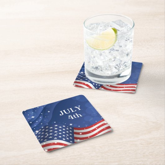 愛国国旗紙ドリンクコースター スクエアペーパーコースター (インサイチュ)