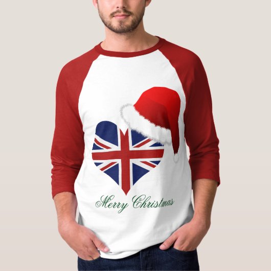 愛国国旗誇りを持ったハートサンタクリスマスホリデー Tシャツ (正面)
