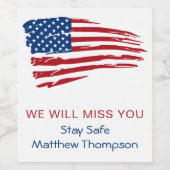 愛国国旗軍隊兵士遠くにパーティーW ワインラベル (シングルラベル)