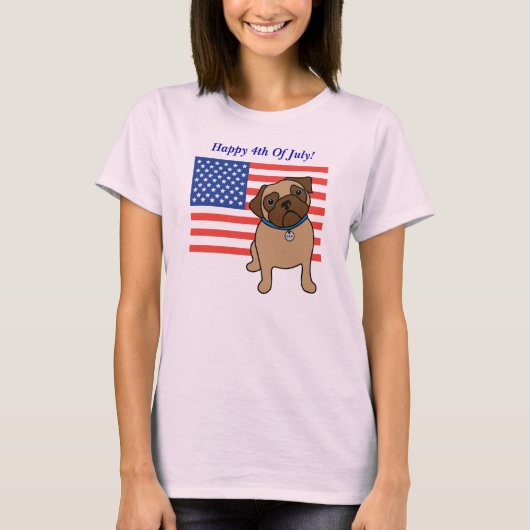愛国国旗Pugティー子供へと大人 Tシャツ (正面)