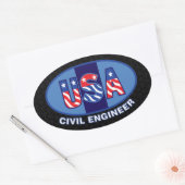 愛国土木技師 楕円形シール (封筒)