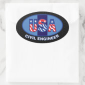 愛国土木技師 楕円形シール (バッグ)