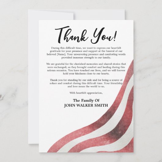 愛国天使ウイングス写真軍隊葬儀 サンキューカード (裏面)