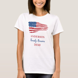 愛国家族懇親会カスタムアメリカ国旗 Tシャツ