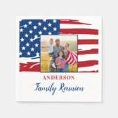 愛国家族懇親会パーティーアメリカ国旗の写真 スタンダードカクテルナプキン (正面)