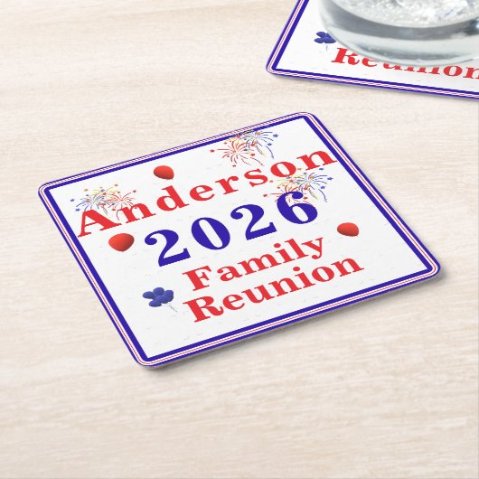 愛国家族懇親会 スクエアペーパーコースター (アングル)