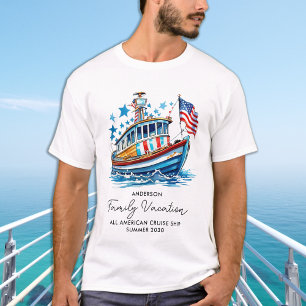 愛国巡航船パーソナライズされた家族バケーション Tシャツ